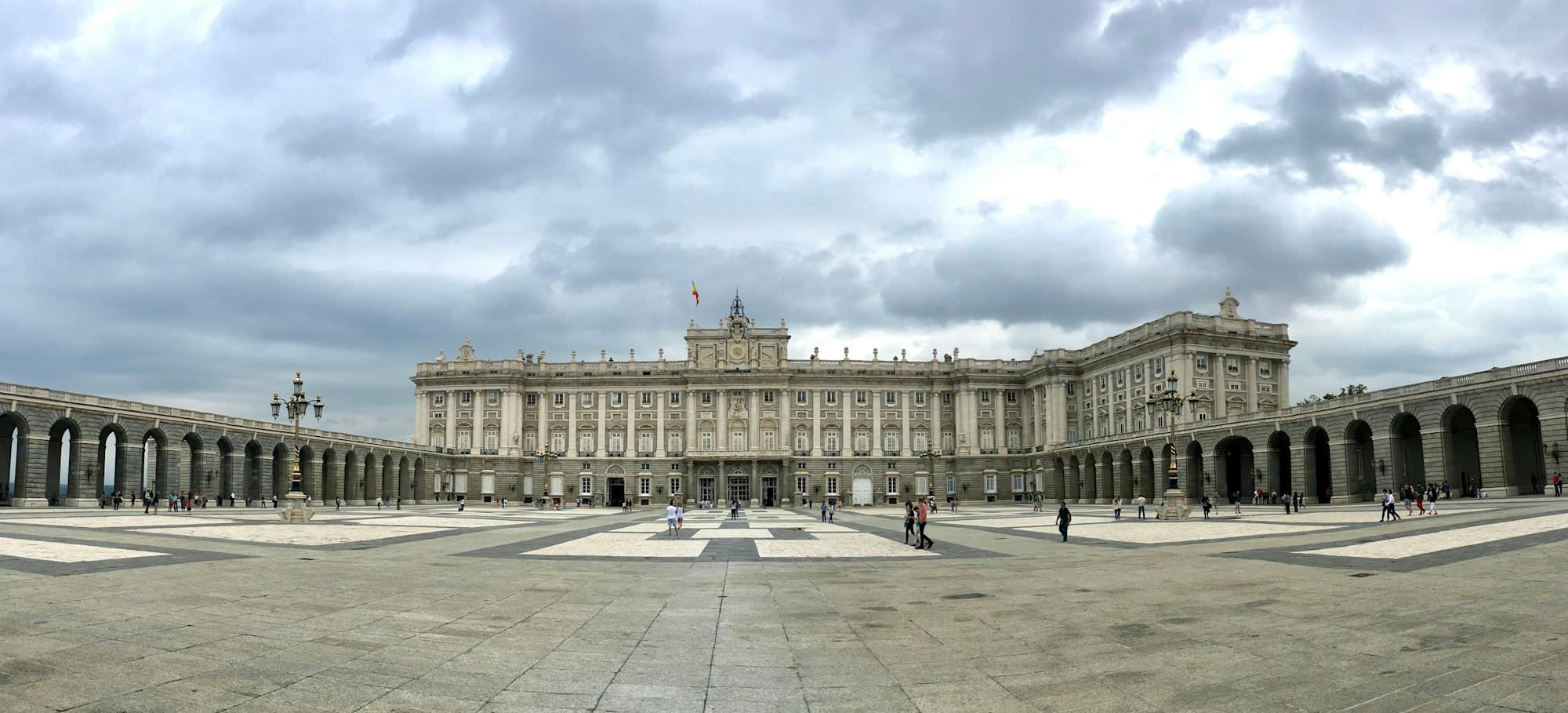 The Royal Palace of Madrid and Plaza de Oriente in daylight